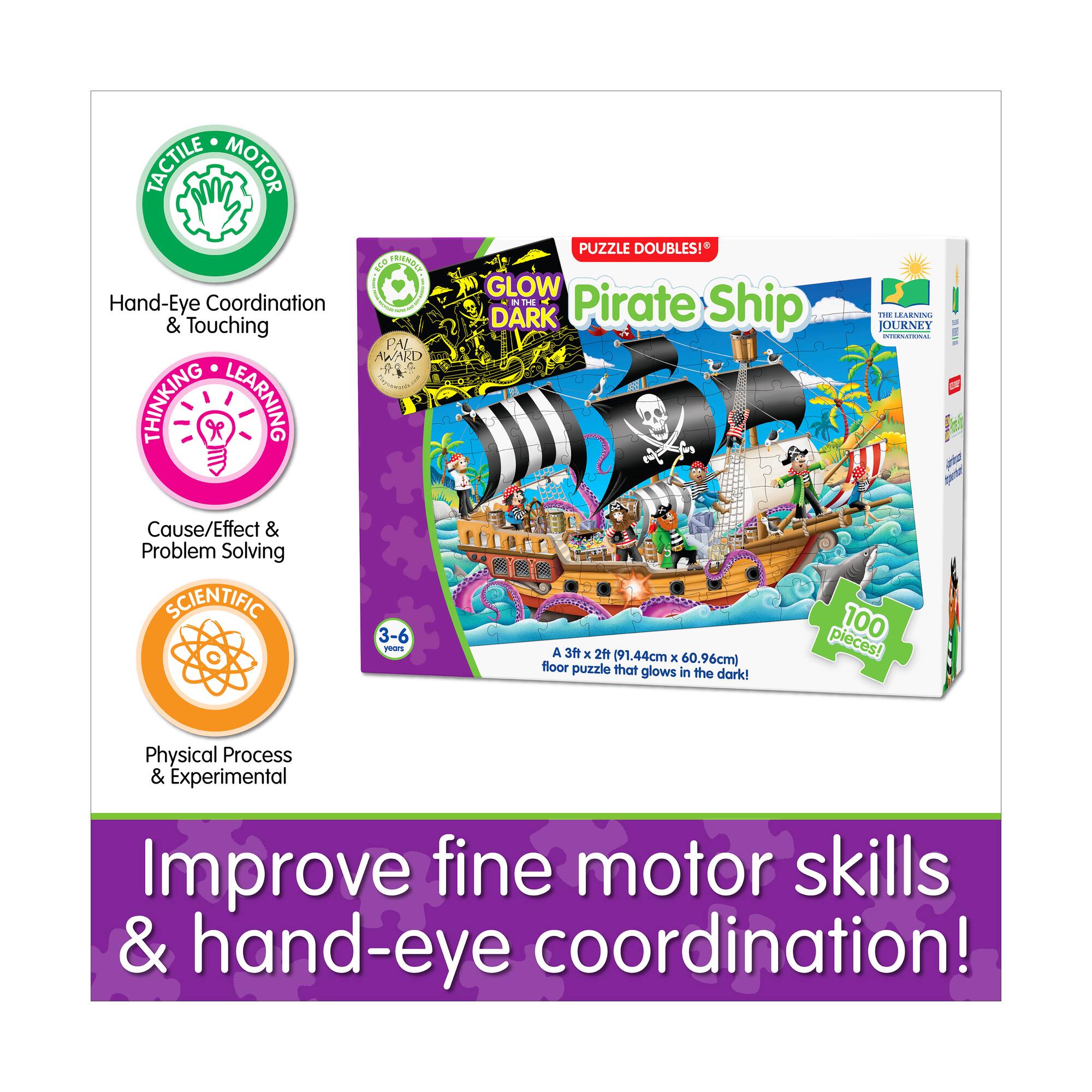 Puzzle Doubles! - Glow in the Dark Pirate Ship: 100 Pcs